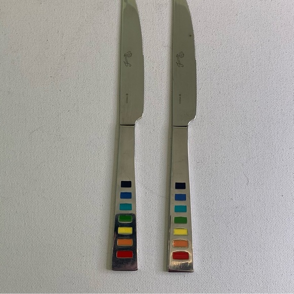 2 Fiestaware Fiesta Celebration Silverware Rainbow Flatware Knives Knife 9.25" - Picture 2 of 8